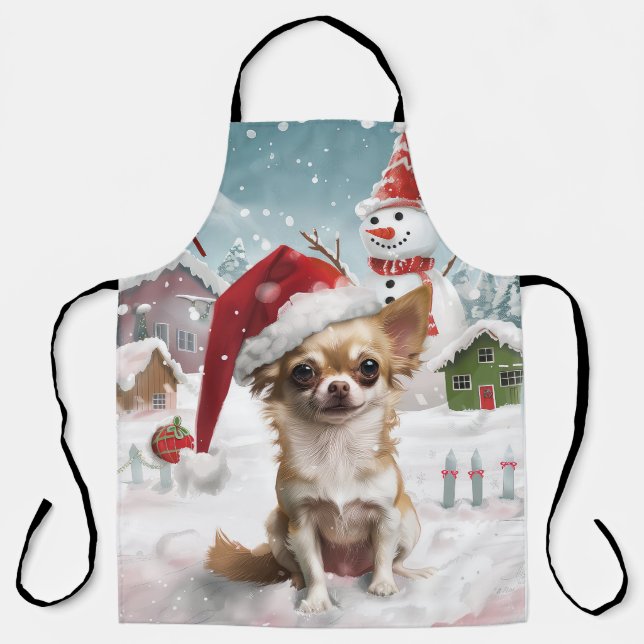 Chihuahua Winter Wonderland Christmas Joy Apron (Front)