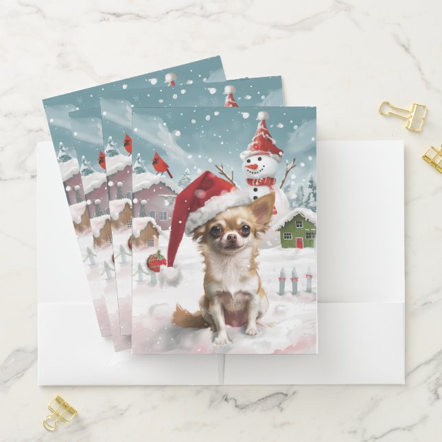 Chihuahua Winter Wonderland Christmas Joy Pocket Folder (In Situ)