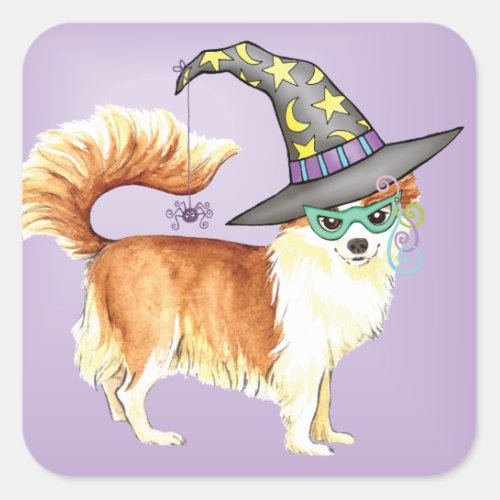 Chihuahua Witch Square Sticker