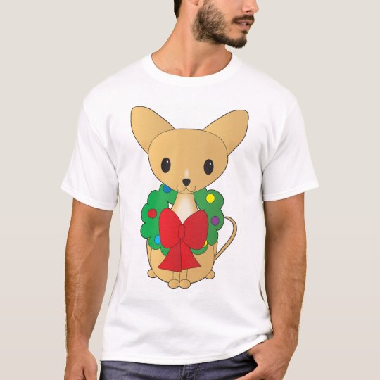 Chihuahua with Christmas Wreath T-Shirt