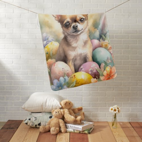 Chihuahua with Easter Eggs Holiday  Baby Blanket