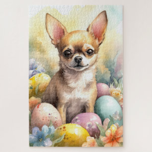 Chihuahua with Easter Eggs Holiday Jigsaw Puzzle
