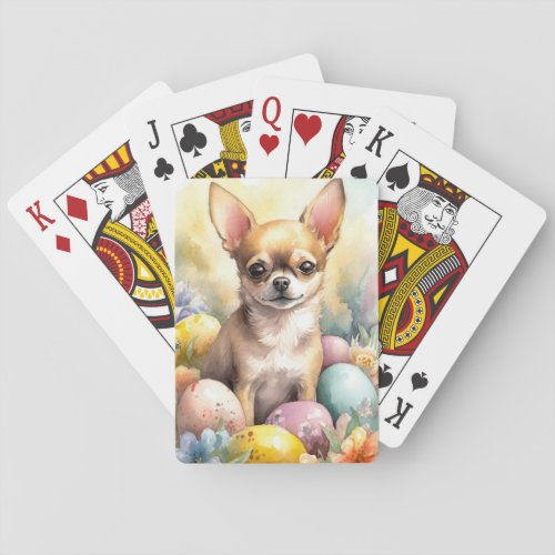 Chihuahua with Easter Eggs Holiday  Playing Cards