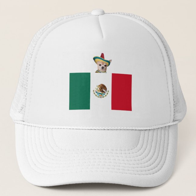 CHIHUAHUA WITH FLAG TRUCKER HAT (Front)