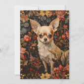 Chihuahua with Flowers in Style of William Morris Invitation (Front)