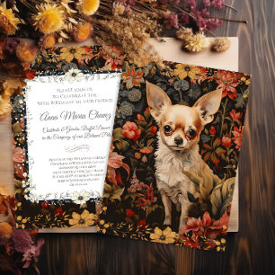 Chihuahua with Flowers in Style of William Morris Invitation
