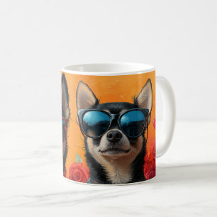 Chihuahua With Heart Roses Valentine's Day Coffee Mug