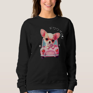 Chihuahua with Japanese Happiness Pun Chiwawase Sweatshirt