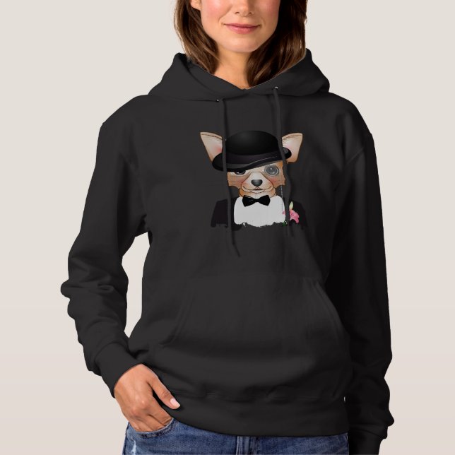 Chihuahua with melon monocle suit and lily hoodie (Front)
