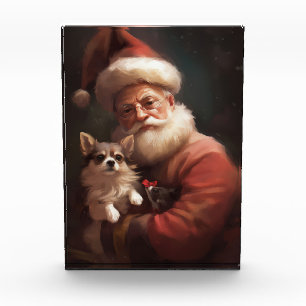 Chihuahua With Santa Claus Festive Christmas Acrylic Award