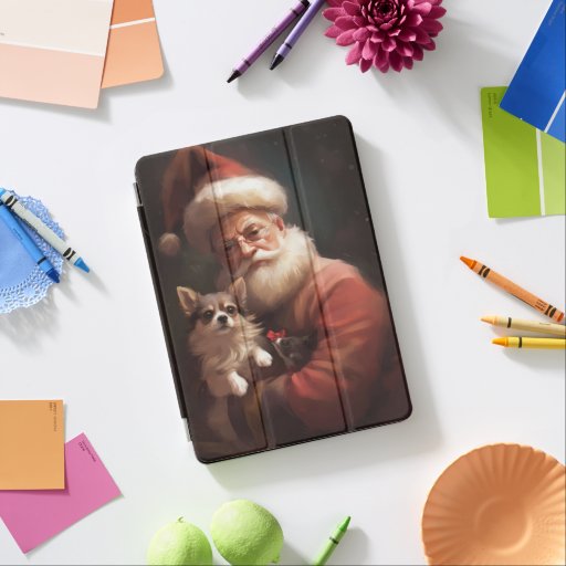 Chihuahua With Santa Claus Festive Christmas iPad Air Cover