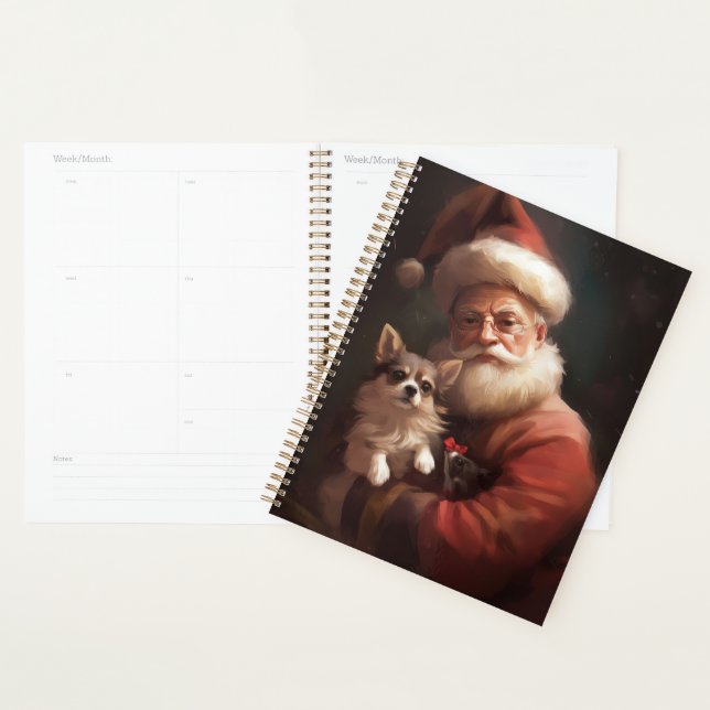 Chihuahua With Santa Claus Festive Christmas Planner (Display)