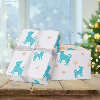 Chihuahua Wrapping Paper  Minimal Pastel Blue Gift