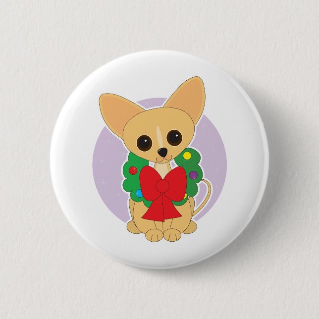 Chihuahua Wreath Button (Front)