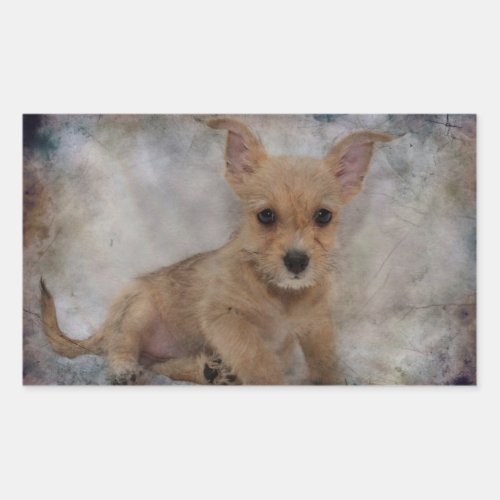 ChihuahuaYorkie Puppy Rectangular Sticker