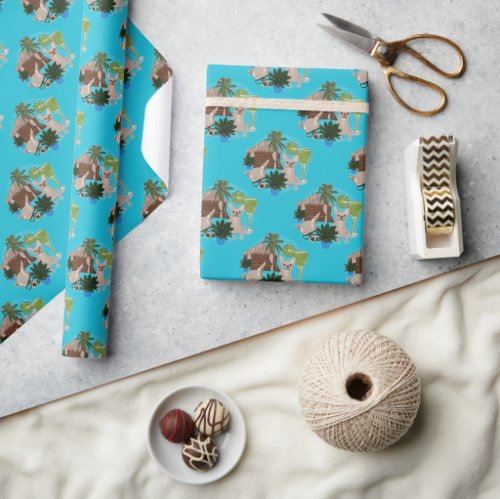 Chihuahuas Cabanas And Cocktails Polka Dots Wrapping Paper