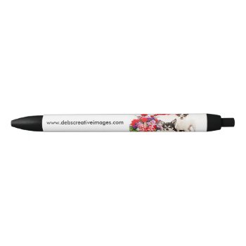 Chihuahua's  Flowers And Love Black Ink Pen by debscreative at Zazzle