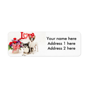 Chihuahua's, Flowers and Love Label