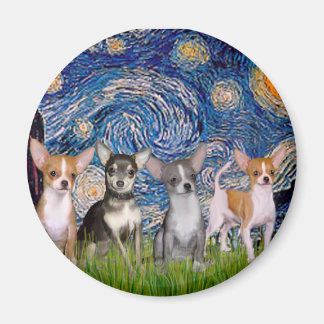 Chihuahuas (four) - Starry Night Magnet