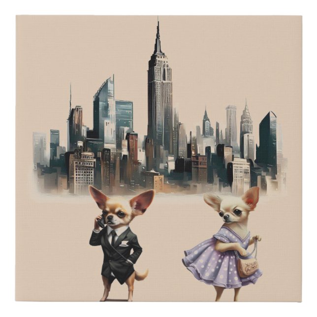 Chihuahuas in New York City  Faux Canvas Print (Front)