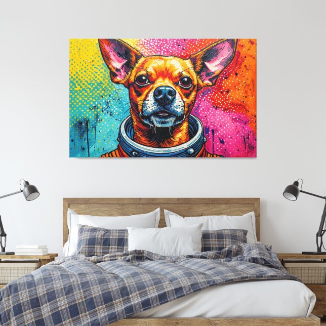 CHIHUAHUAS IN SPACE 9 CANVAS PRINT (Insitu(Bedroom))