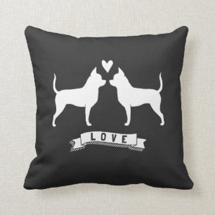 Chihuahuas Love - Dog Silhouettes w/ Heart Throw Pillow