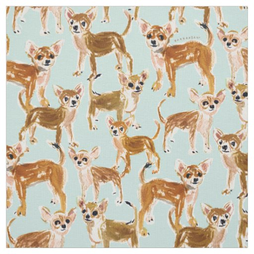 CHIHUAHUAS Painterly Watercolor Dog Fabric