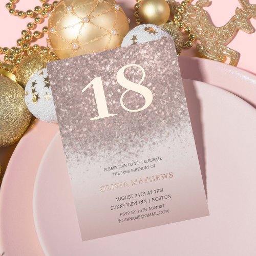 Chiic 18th Birthday Rose Gold Calligraphy Foil Invitation