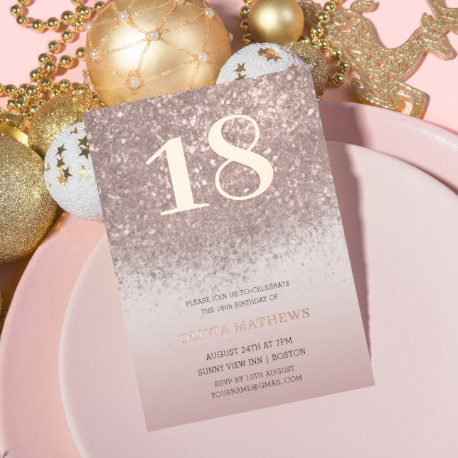 Chiic 18th Birthday Rose Gold Calligraphy Foil Invitation (Creator Uploaded)