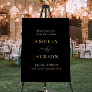 Chiic Black & Gold Wedding Welcome Sign