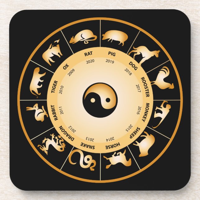 Chiinese Zodiac Wheel Drink Coaster (Front)