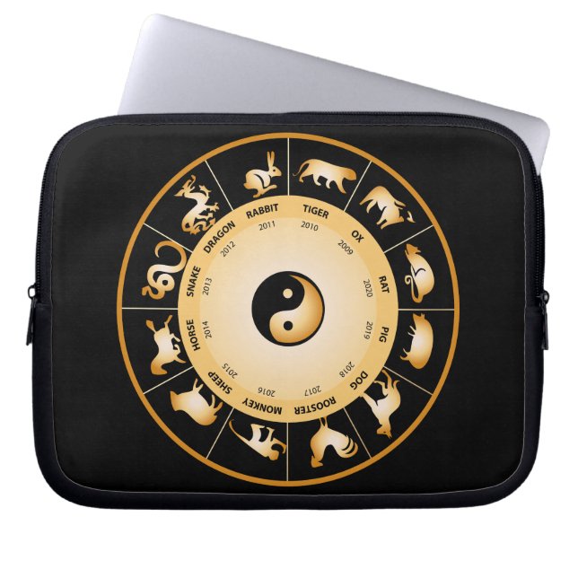 Chiinese Zodiac Wheel Laptop Sleeve (Front)
