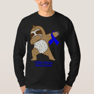 Child Abuse Awareness Ribbon Dabbing Sloth Warrior T-Shirt