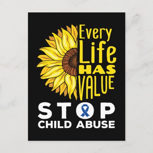 Child Abuse Awareness Sunflower Every Life Value Postcard