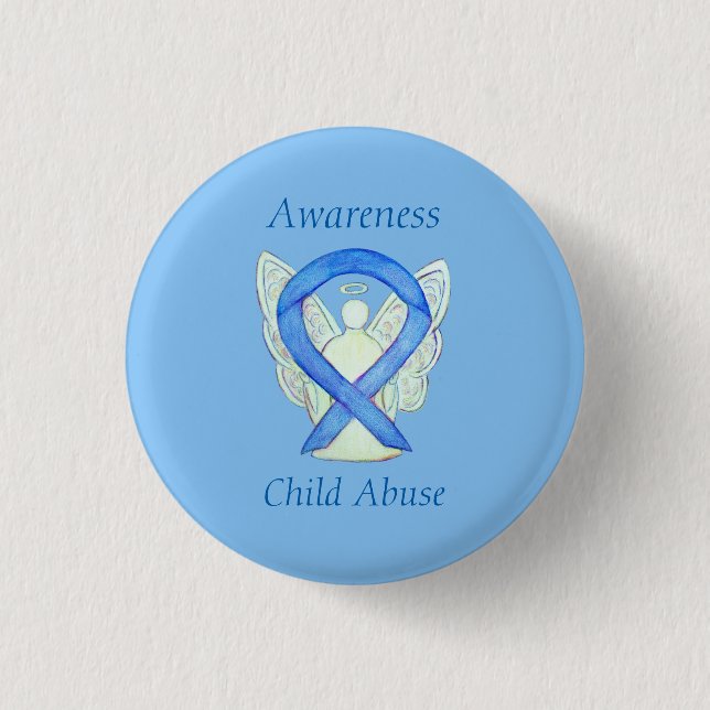 Child Abuse Blue Awareness Ribbon Angel Pin (Front)