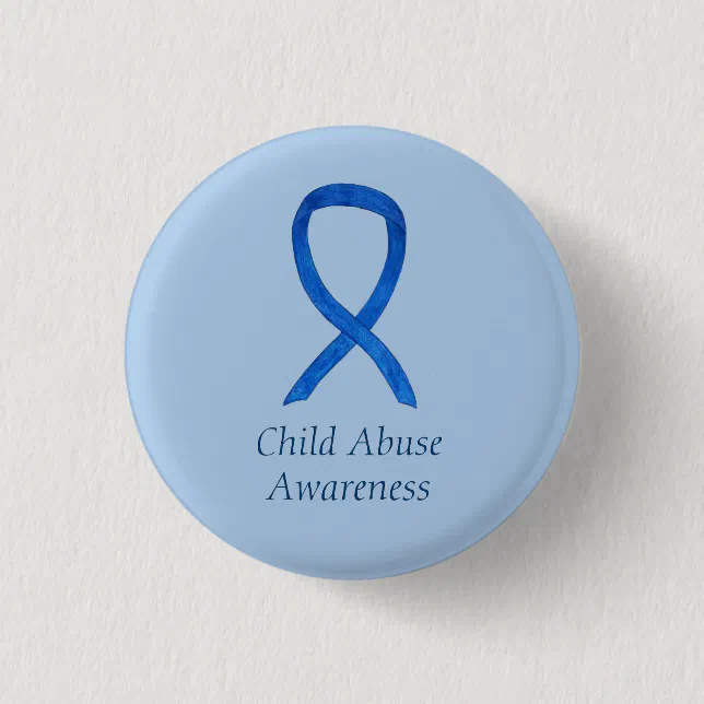Child Abuse Blue Awareness Ribbon Custom Pin | Zazzle
