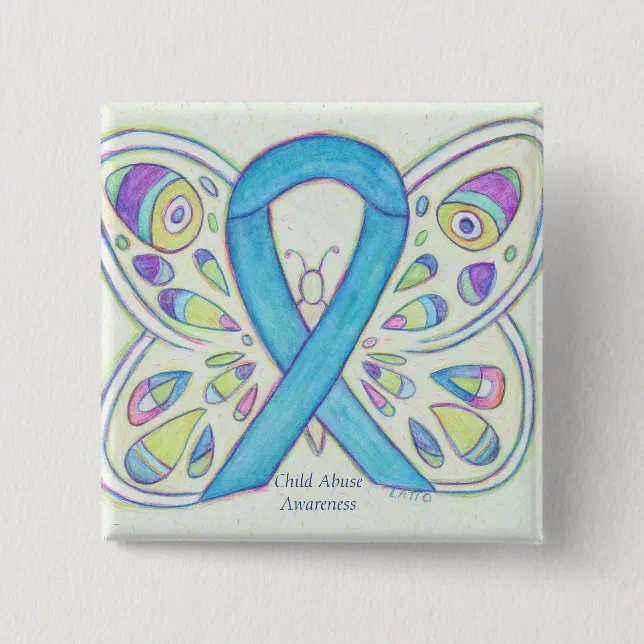 Child Abuse Butterfly Awareness Ribbon Art Pin | Zazzle