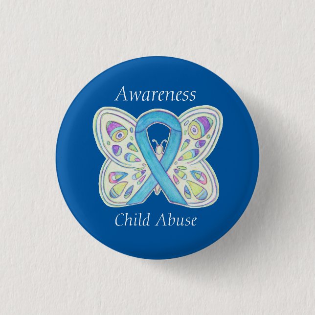 Child Abuse Butterfly Awareness Ribbon Art Pin (Front)