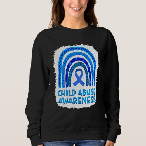 Child Abuse Prevention Awareness Blue Rainbow Blea Sweatshirt