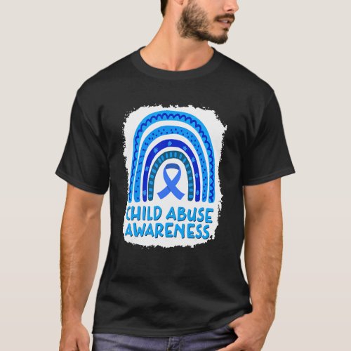 Child Abuse Prevention Awareness Blue Rainbow Blea T_Shirt