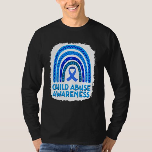 Child Abuse Prevention Awareness Blue Rainbow Blea T_Shirt