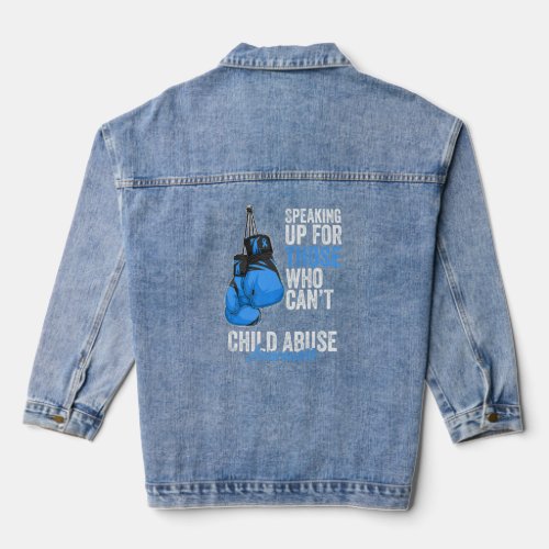 Child Abuse Prevention Awareness Boxing Gloves Blu Denim Jacket