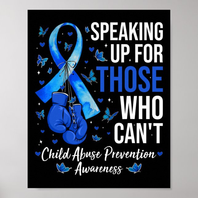 Child Abuse Prevention Awareness Boxing Gloves Blu Poster (Front)