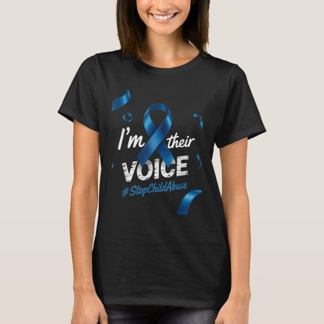 Child Abuse Prevention Awareness Im Their Voice Pi T-Shirt (Front)