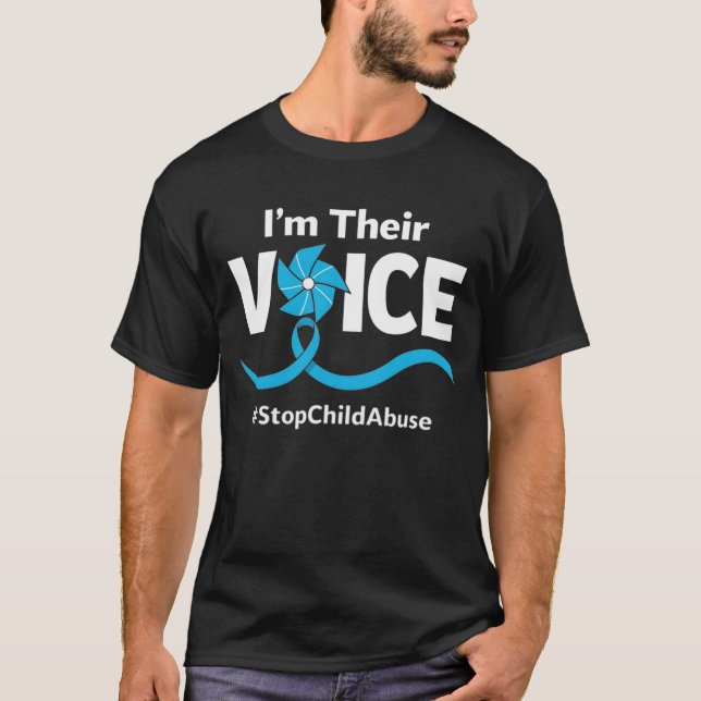 Child Abuse Prevention Awareness Pinwheel Blue  T-Shirt (Front)