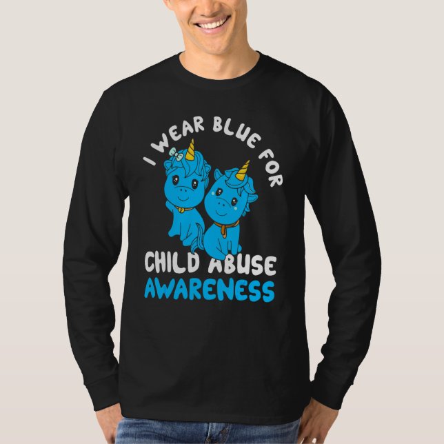 Child Abuse Prevention Month Blue Ribbon Awareness T-Shirt (Front)