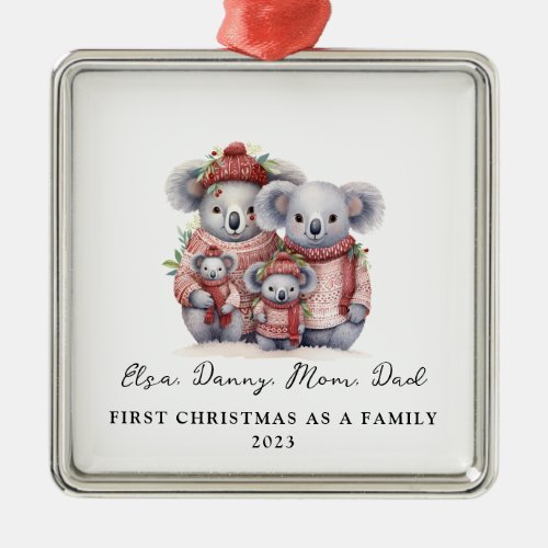 Child Adoption First Christmas As a Family Koala Metal Ornament