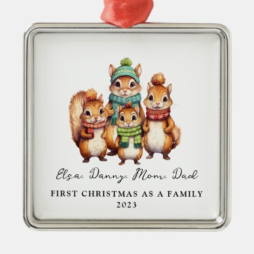 Child Adoption First Christmas As Family Squirrels Metal Ornament