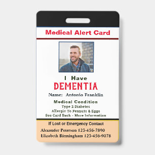 Child Adult Photo Medical Alert Disability Card Badge