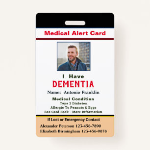 Child Adult Photo Medical Alert Disability Card Badge
